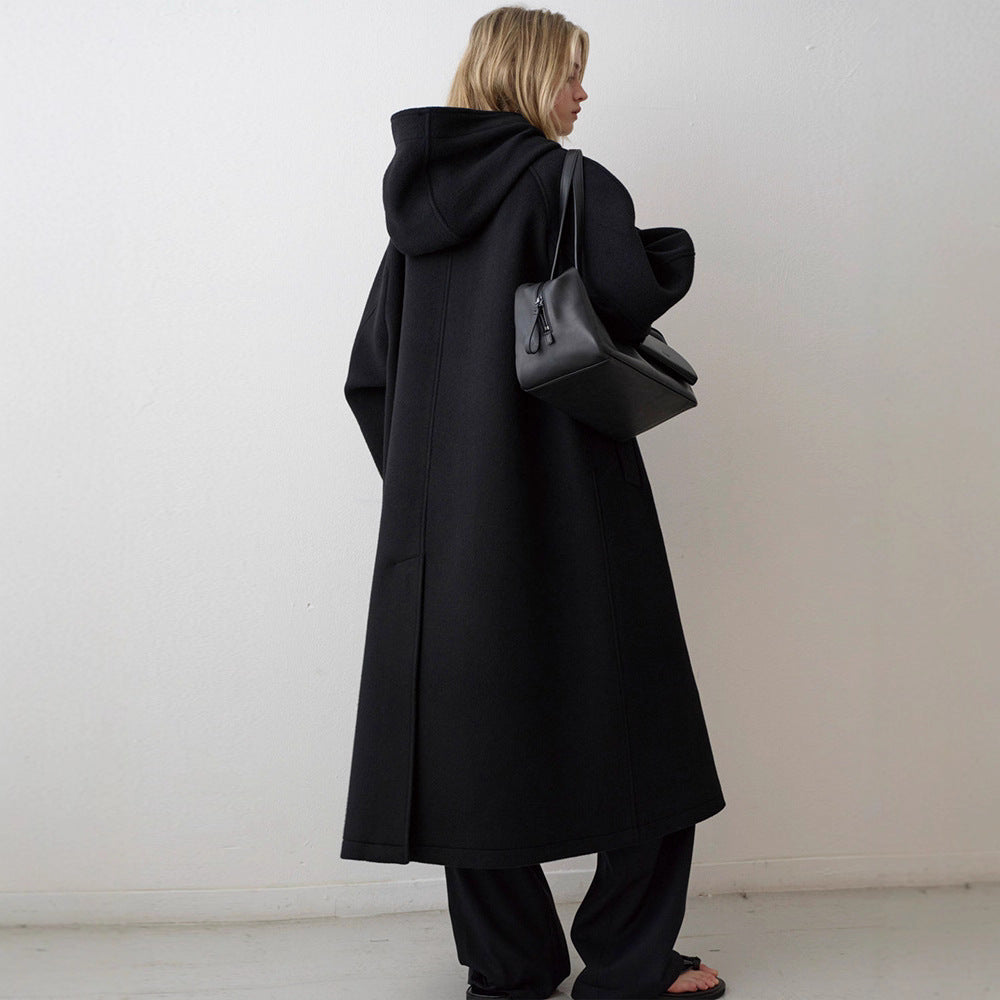 Damen Oversize-Mantel mit Kapuze und Taschen Norvielle