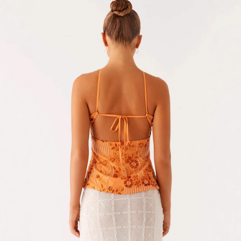 Damen Bustier-Oberteil Glitzernd Floralmuster
