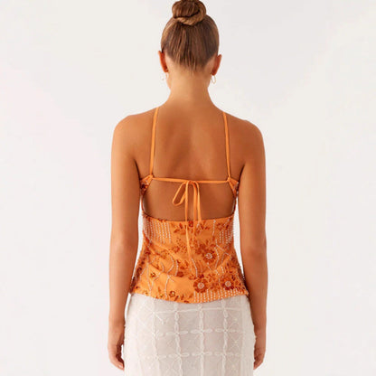 Damen Bustier-Oberteil Glitzernd Floralmuster