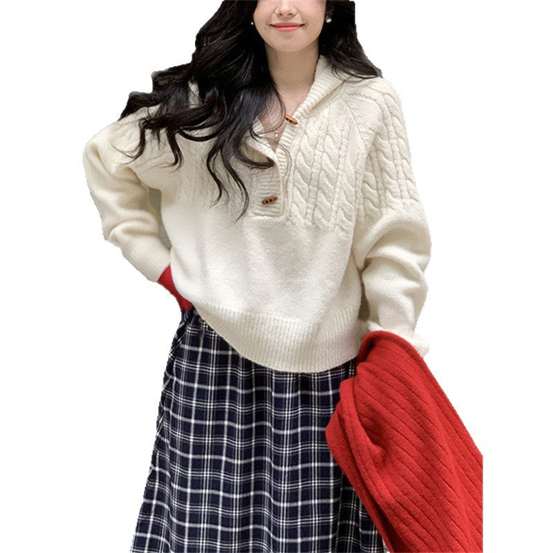 Damen Strickpullover Großkragen Norvielle