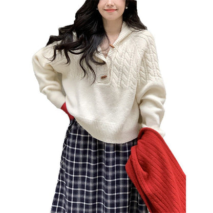Damen Strickpullover Großkragen Norvielle