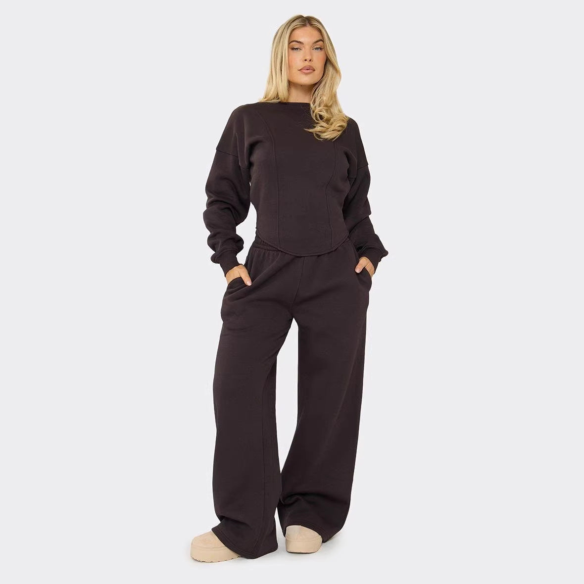 Damen Loungeanzug Weitschnitt Elastischer Bund