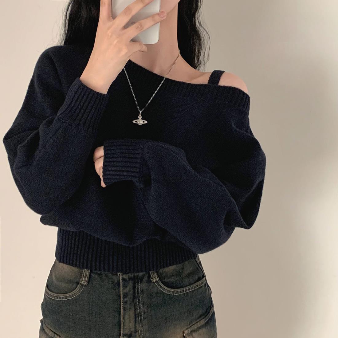 Damen Pullover Lässiger Schnitt Schulterdesign Norvielle