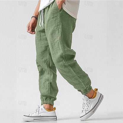 Herren Leinenhose Elastischer Bund Bequem Norvielle