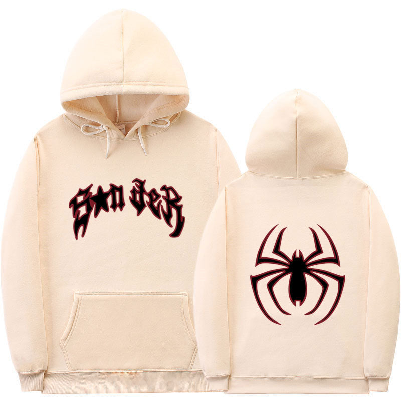 Damen Kapuzenpullover Spinnenmotiv Grobdruck Norvielle