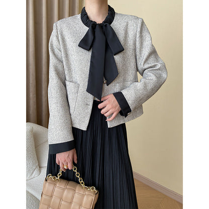 Damen Jacke Dekorativer Kragen Druckknopf Norvielle - Norvielle