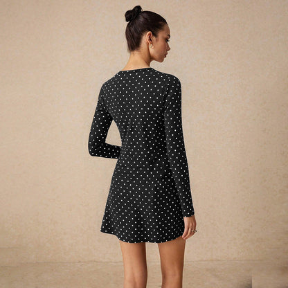 Damen Minikleid V-Ausschnitt Knotendetail