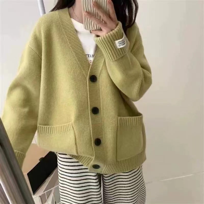 Damen Strickjacke Lässiger Schnitt Große Taschen Norvielle