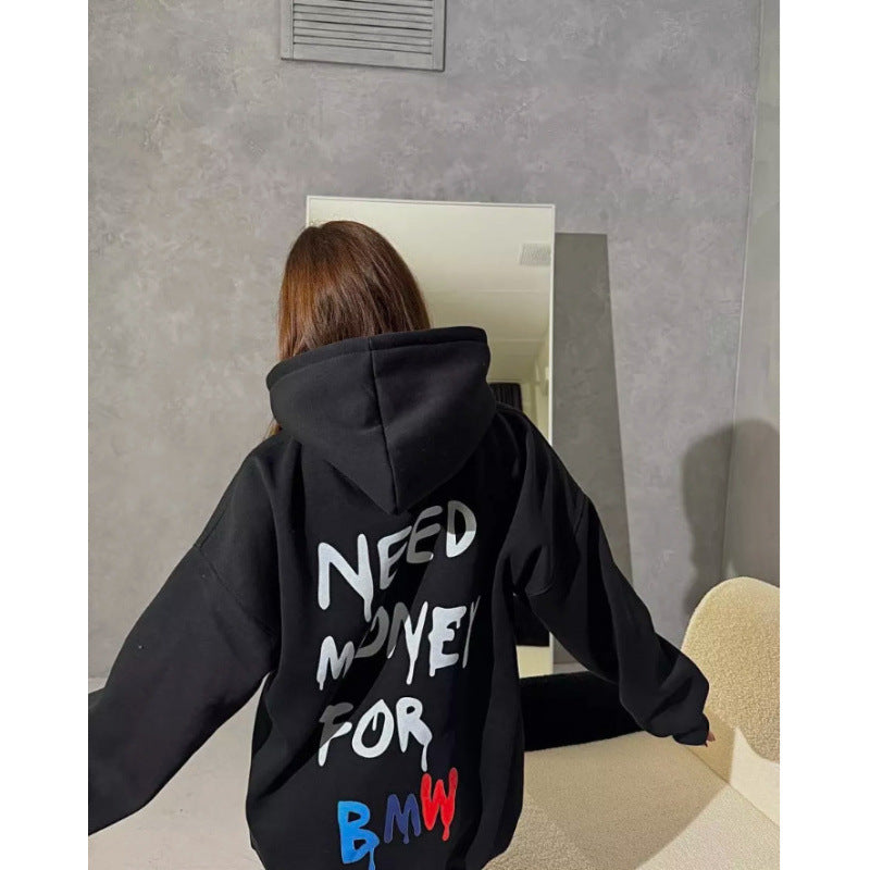 Damen Oversized Hoodie Stylischer Schriftzug Norvielle