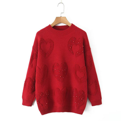 Damen Strickpullover Herzmotiv Weich Norvielle
