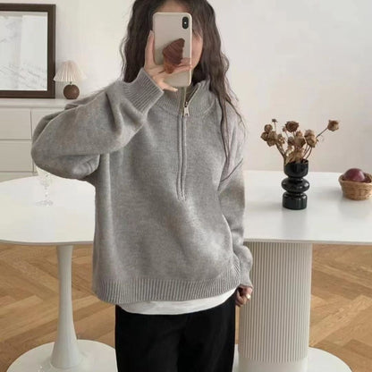 Damen Pullover Halb-Reißverschluss Norvielle