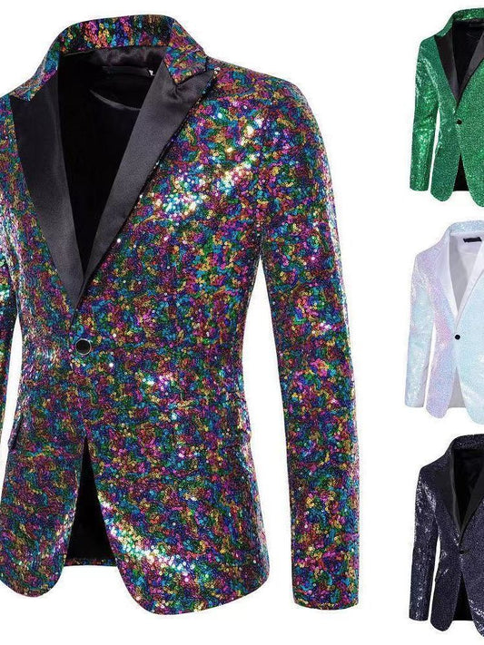 Herren Blazer Pailletten Elegant Dekorativ Schwarz - Norvielle