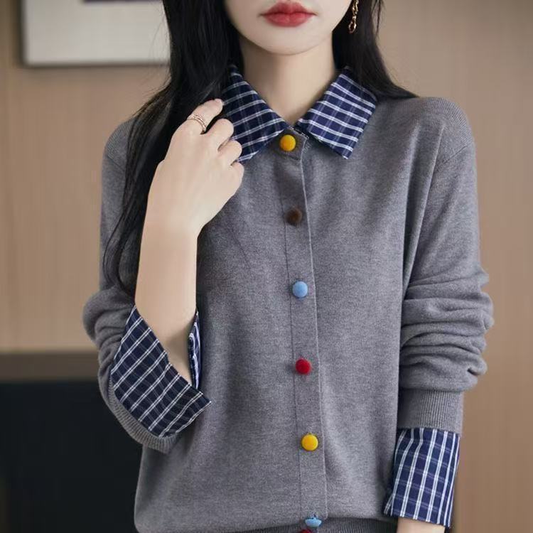 Damen Strickjacke Bunt Knöpfe - Norvielle