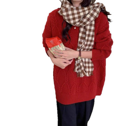Damen Strickpullover Zopfdesign Lässiger Schnitt Norvielle