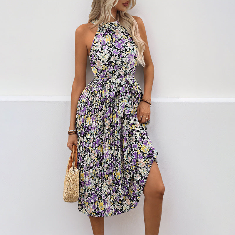 Damen Maxikleid Sommer floral mit Rüschendetails Norvielle