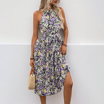 Damen Maxikleid Sommer floral mit Rüschendetails Norvielle