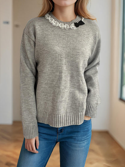 Damen Strickpullover Rüschendetails Norvielle