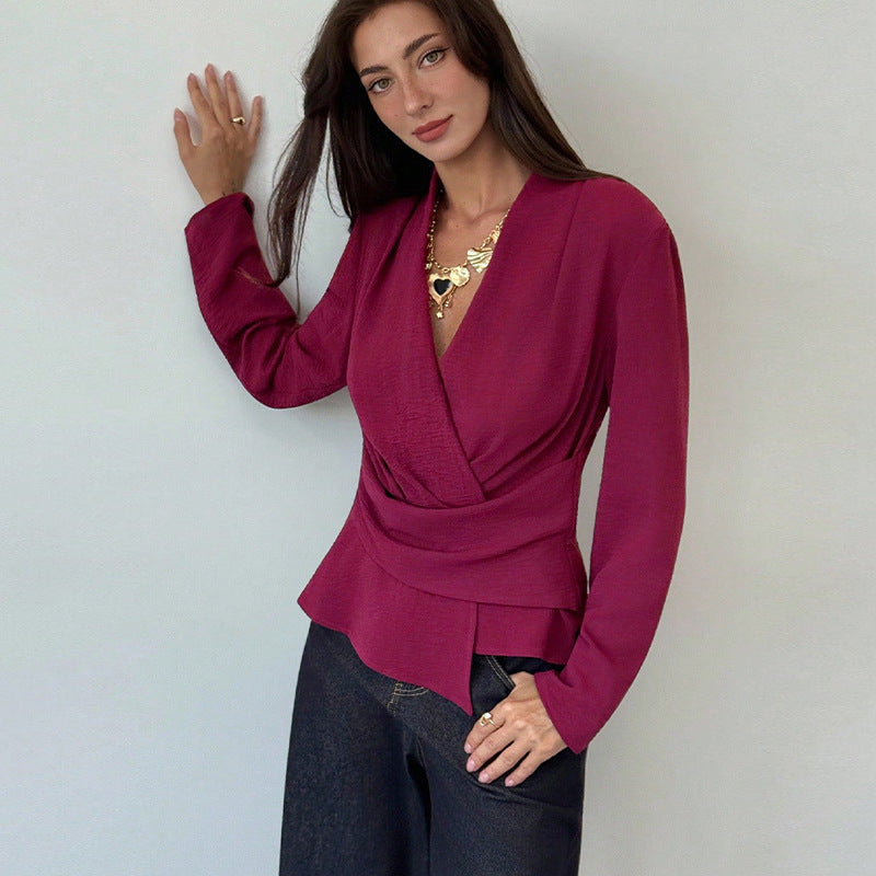 Damen Wickeloberteil Asymmetrischer Saum Norvielle