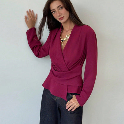 Damen Wickeloberteil Asymmetrischer Saum Norvielle