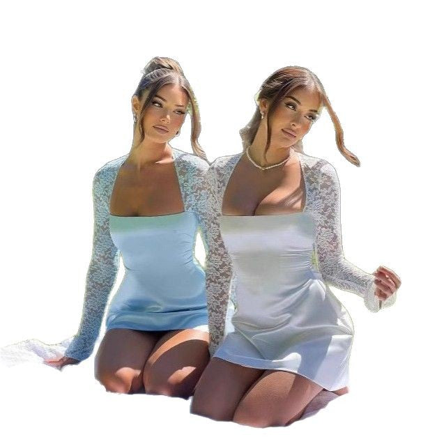 Damen Abendkleid Spitzenärmel Norvielle