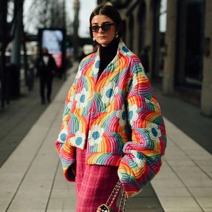 Damen Steppjacke Bunt Voluminöse Ärmel Norvielle