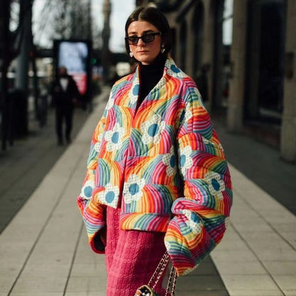 Damen Steppjacke Bunt Voluminöse Ärmel Norvielle
