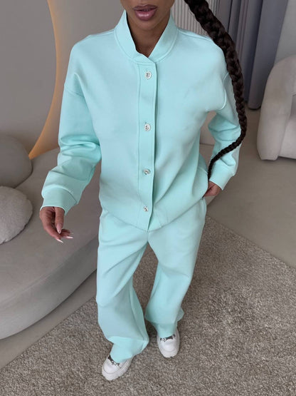 Damen Freizeitset Blusenjacke und weite Hose Norvielle