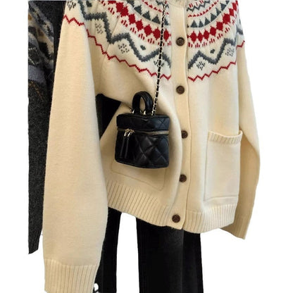 Damen Strickjacke traditionelles Muster Norvielle