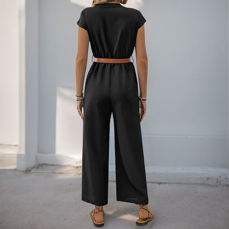 Damen Jumpsuit Elastischer Bund Taillengürtel Norvielle