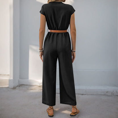 Damen Jumpsuit Elastischer Bund Taillengürtel Norvielle
