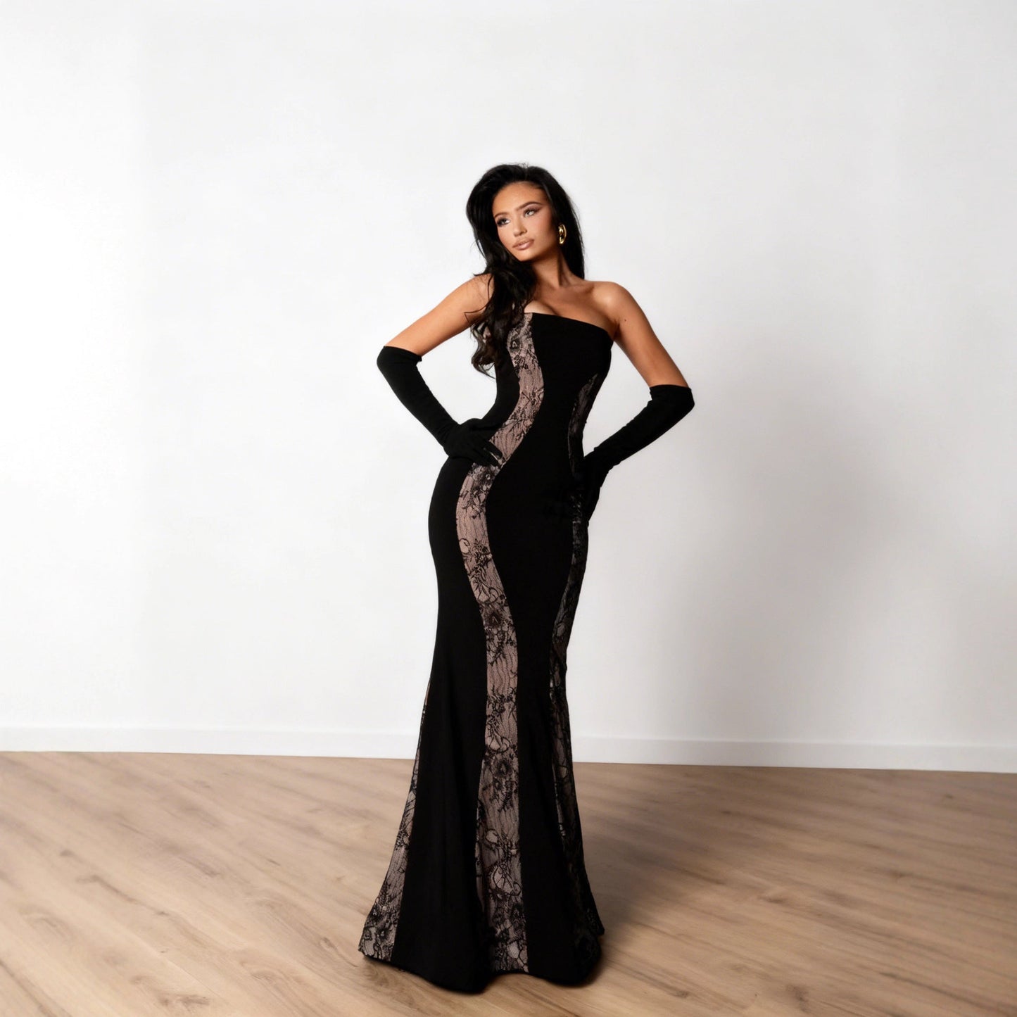 Damen Abendkleid Edles Spitzen-Design