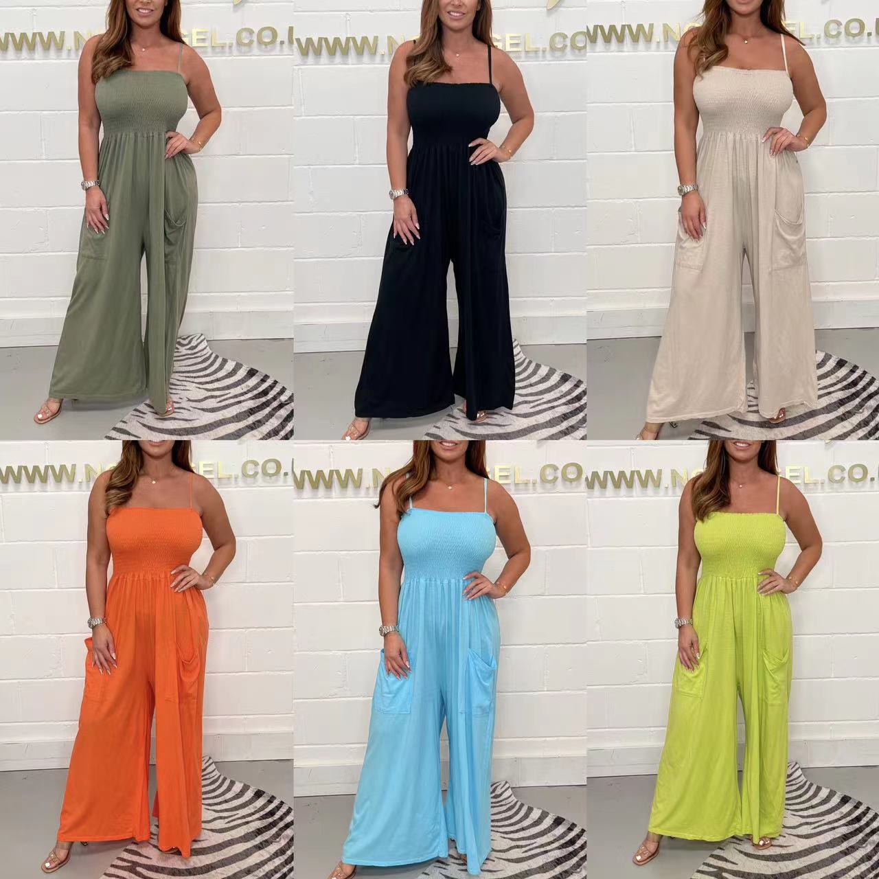 Damen Jumpsuit Raffungen Taschen Norvielle - Norvielle