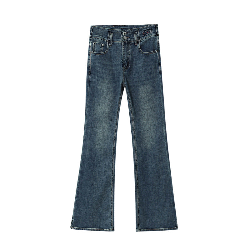 Damen Vintage Jeans Hochtaillierend Flared Schnitt