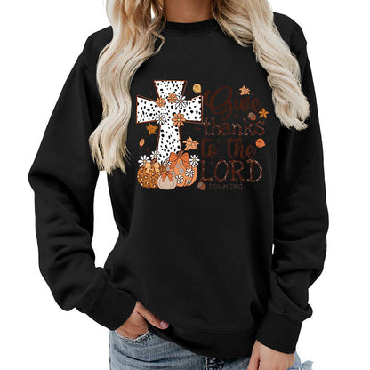 Damen Sweatshirt mit Kreuz-Aufdruck Herbstlich