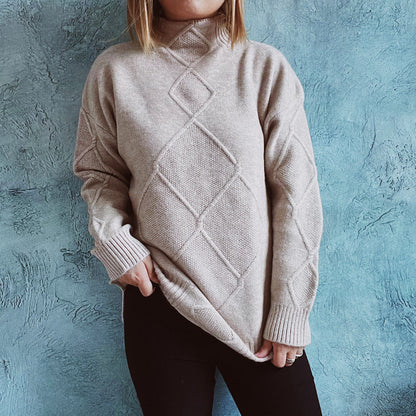 Damen Strickpullover Rautenmuster