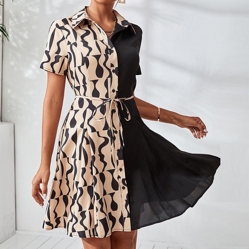 Damen Hemdkleid Grafisches Design Taillengürtel Norvielle