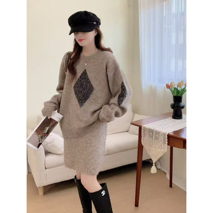 Damen Strickpullover Lässiger Schnitt Mit Diamantdetails Norvielle - Norvielle