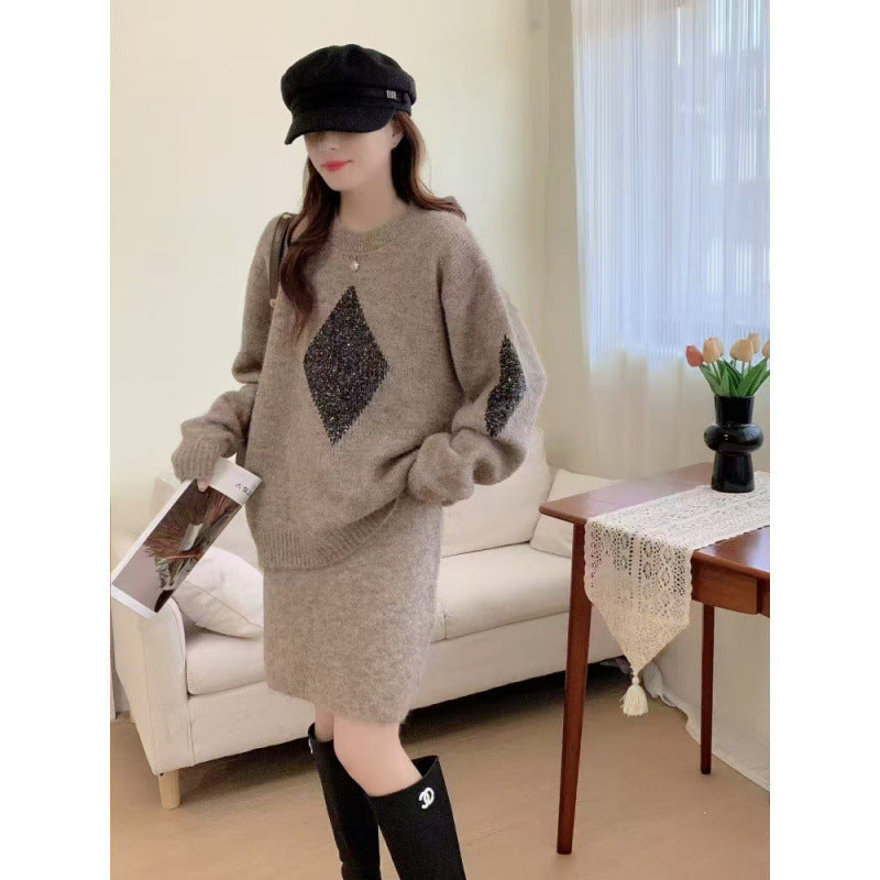 Damen Strickpullover Diamantmuster Gemütlich Norvielle - Norvielle
