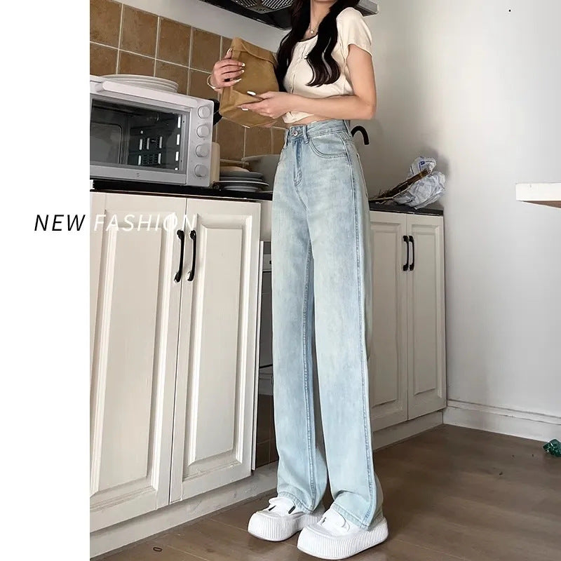 Damen High-Waist Jeans Weite Passform Bequem Norvielle