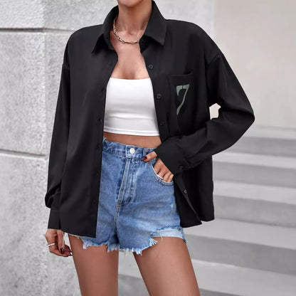 Damen Lässige Hemdjacke Personalisierbar Bequem Norvielle - Norvielle