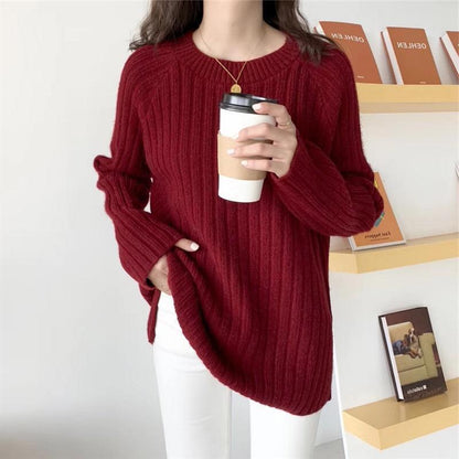 Damen Rippenstrickpullover Gemütlich Norvielle