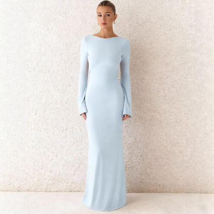 Damen Maxikleid Langarm Schwingrock Norvielle