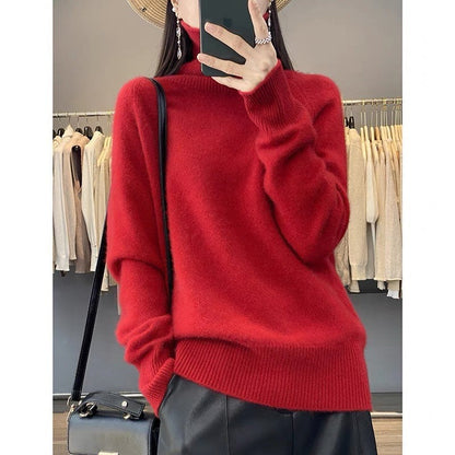 Damen Kaschmir Rollkragenpullover Weitschnitt Elegantes Norvielle