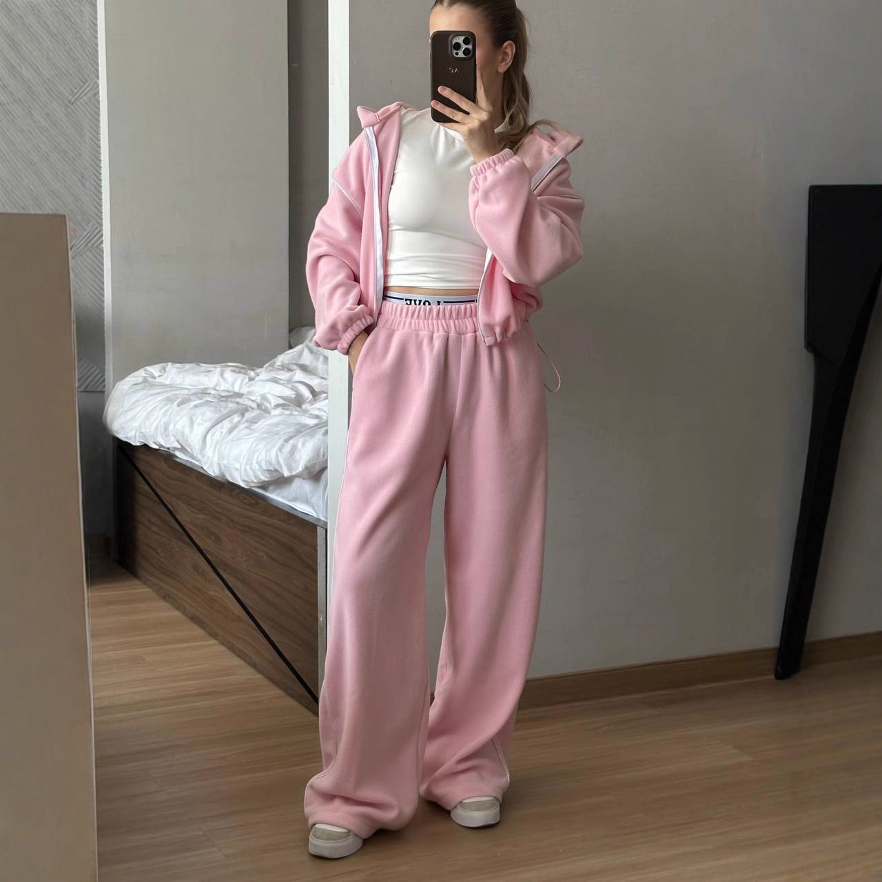 Damen Fleece-Sportanzug mit hohem Kragen und Reißverschluss Norvielle