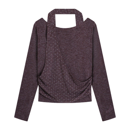 Damen Oberteil Asymmetrischer Ausschnitt Eleganter Riemen Norvielle