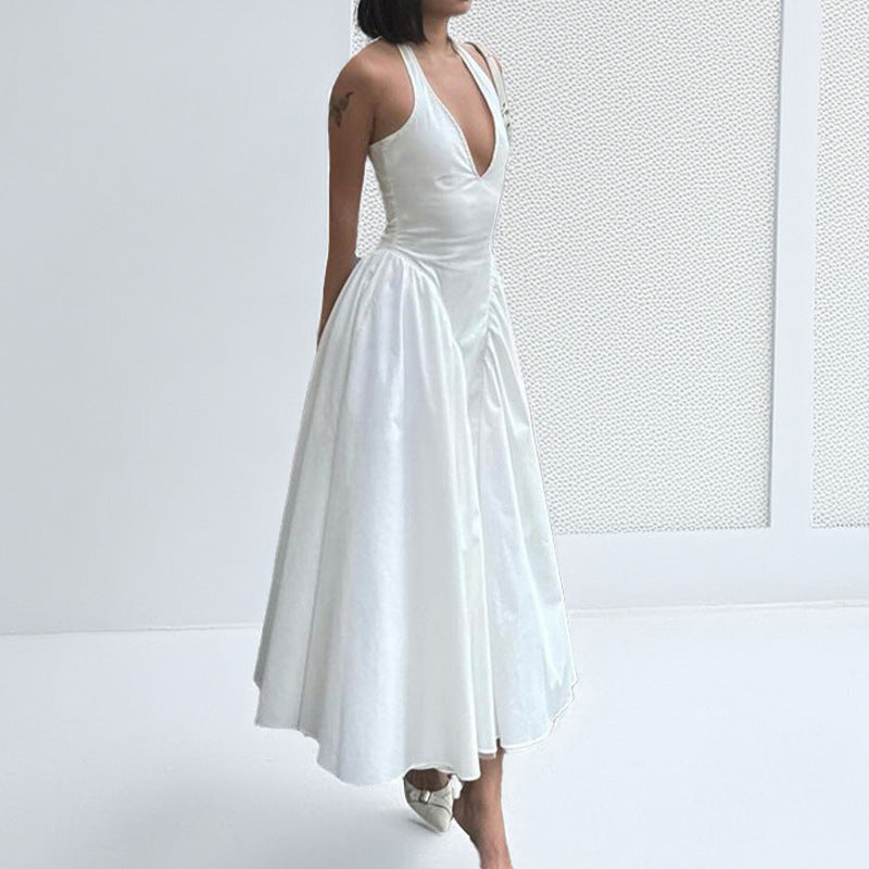 Damen Abendkleid V-Ausschnitt Voluminöser Rock