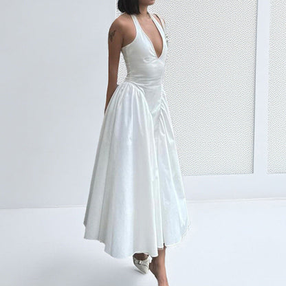Damen Abendkleid V-Ausschnitt Voluminöser Rock