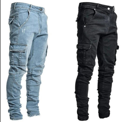 Herren Cargo Jeans Mehrfachtaschen Baumwolle