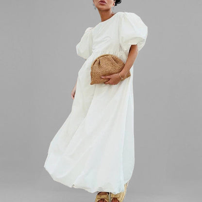 Damen Maxikleid Voluminöse Ärmel Hochtailliert Norvielle