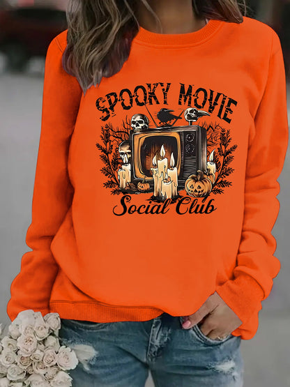 Damen Sweatshirt Spooky Film-Motiv Lässiger Schnitt